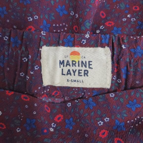 Marine Layer | Kiley Cabernet Ditsy Floral Wide Leg Pull-On Pocket Pants - Picture 7 of 9